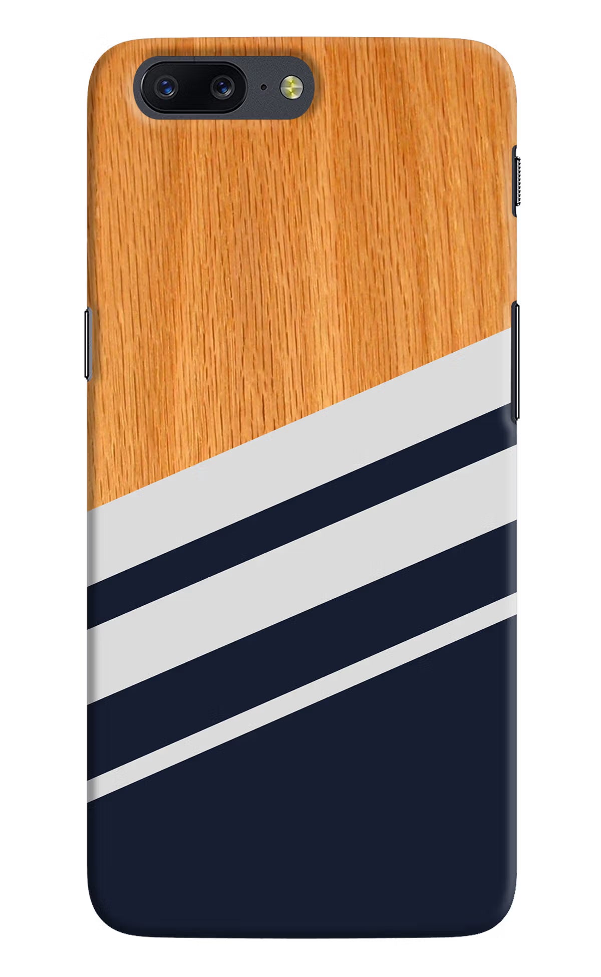 Blue and white wooden Oneplus 5 Hard Case Back Cover by Casekaro