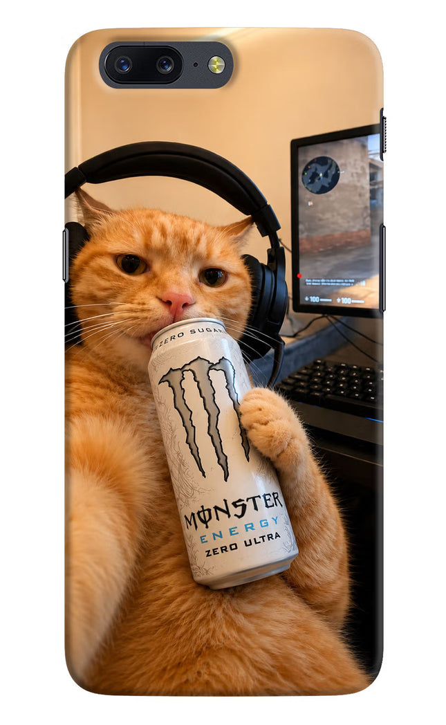 Gamer Cat Energy Oneplus 5 Hard Case Back Cover by Casekaro