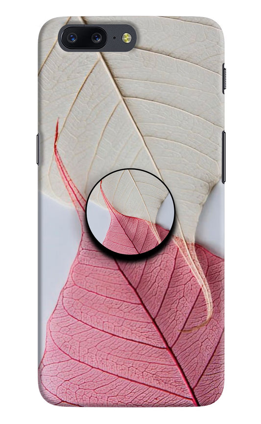 White Pink Leaf Oneplus 5 Pop Case by Casekaro