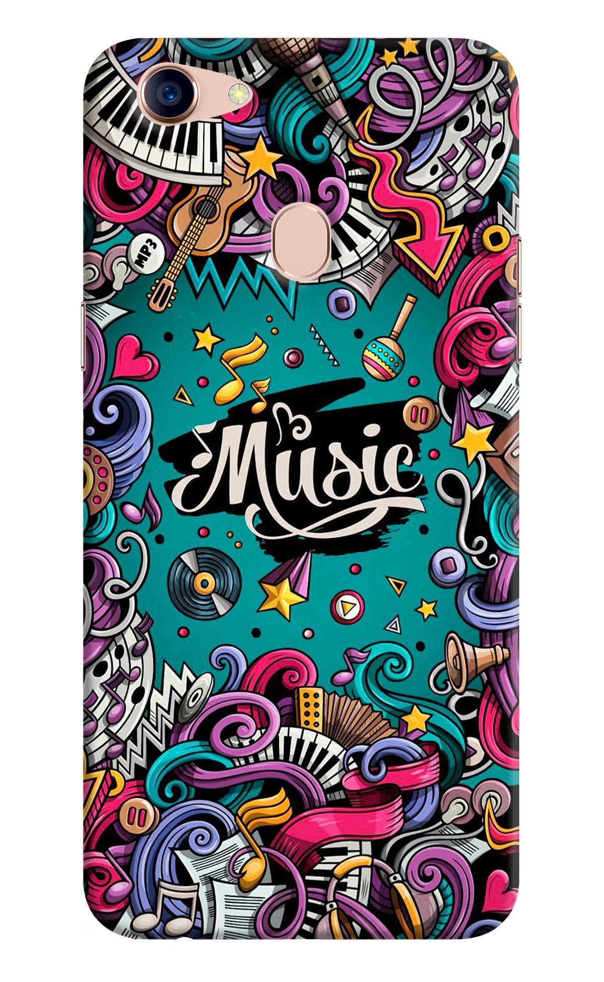 Music Graffiti Oppo F5 Hard Case Back Cover by Casekaro