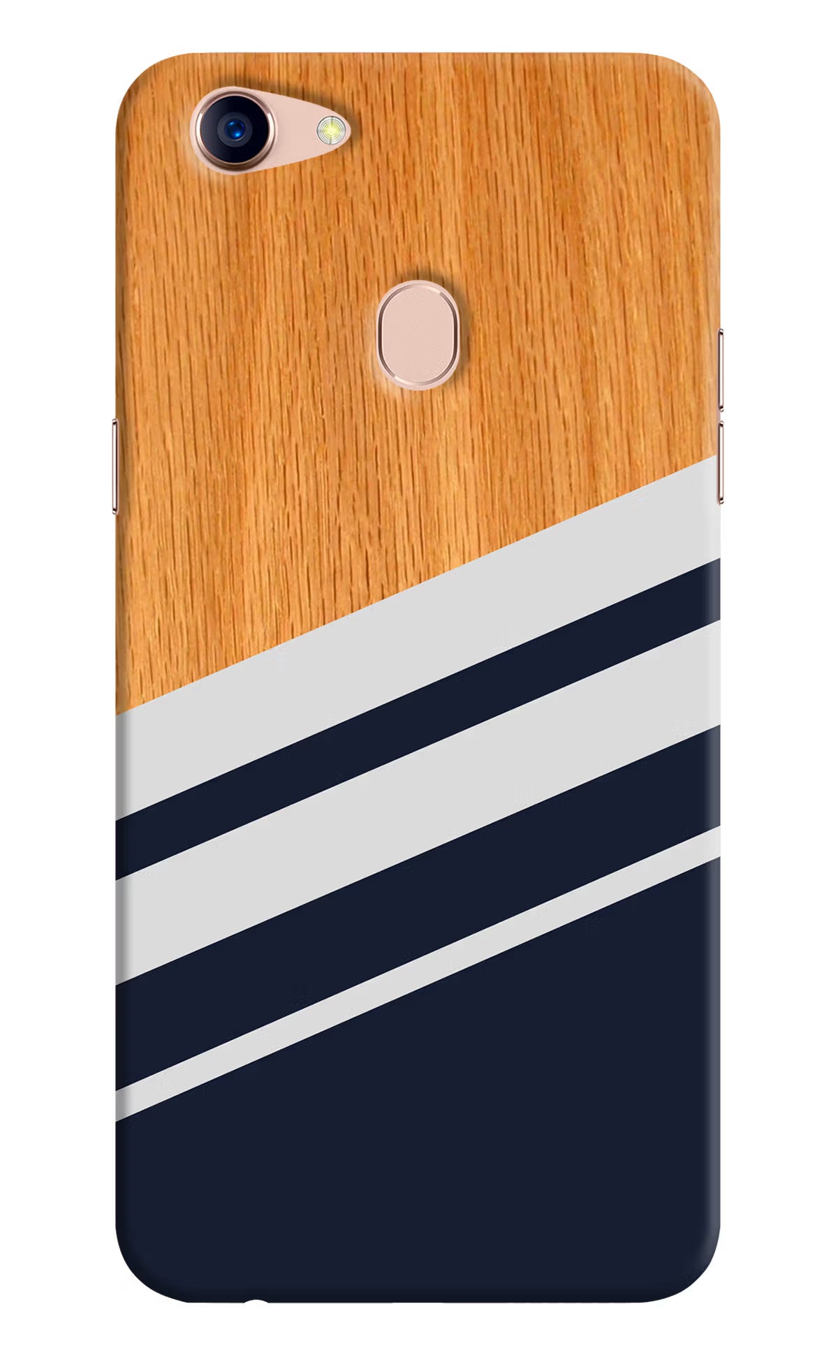 Blue and white wooden Oppo F5 Hard Case Back Cover by Casekaro