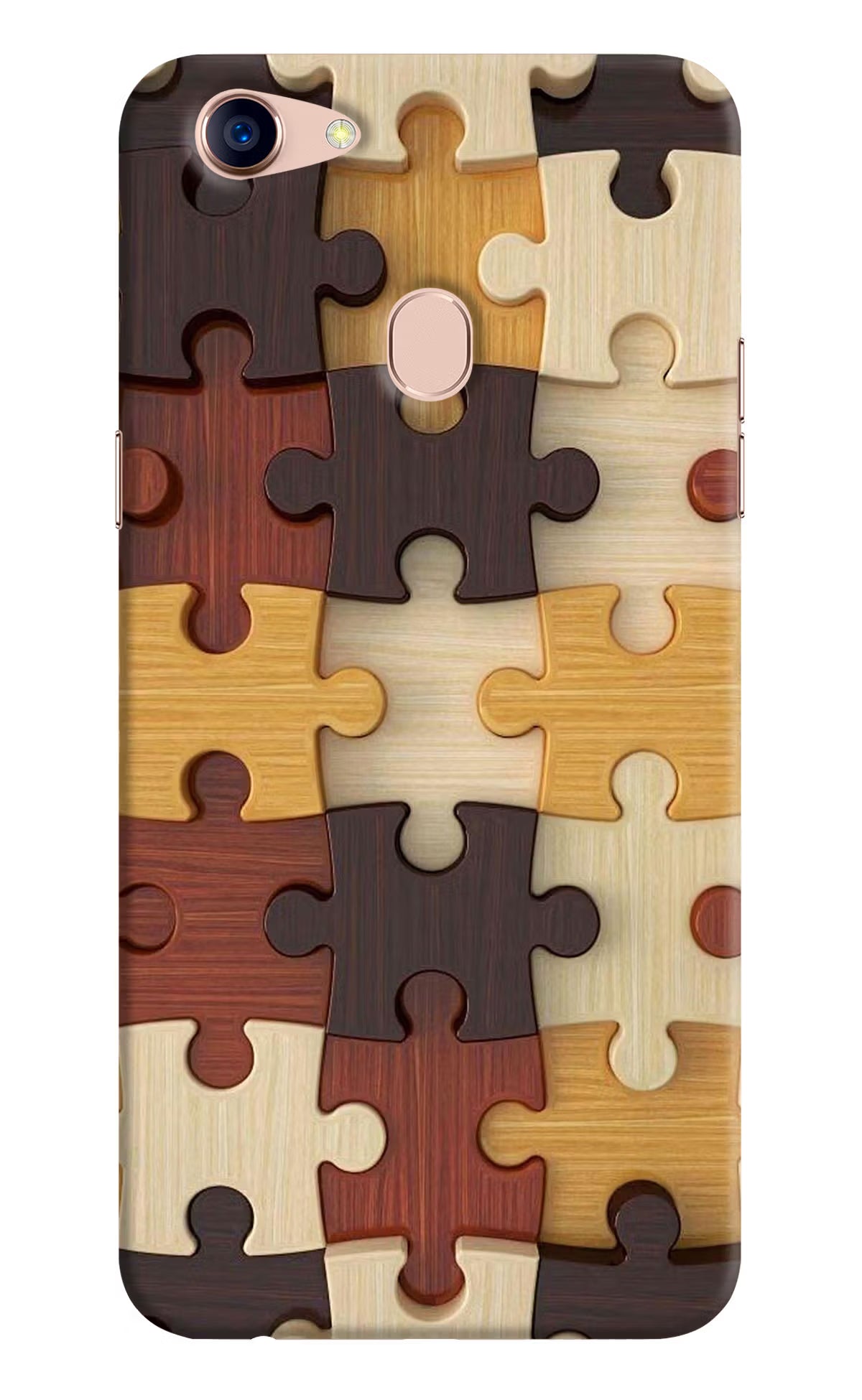 Wooden Puzzle Oppo F5 Hard Case Back Cover by Casekaro