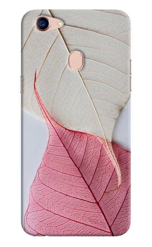 White Pink Leaf Oppo F5 Hard Case Back Cover by Casekaro