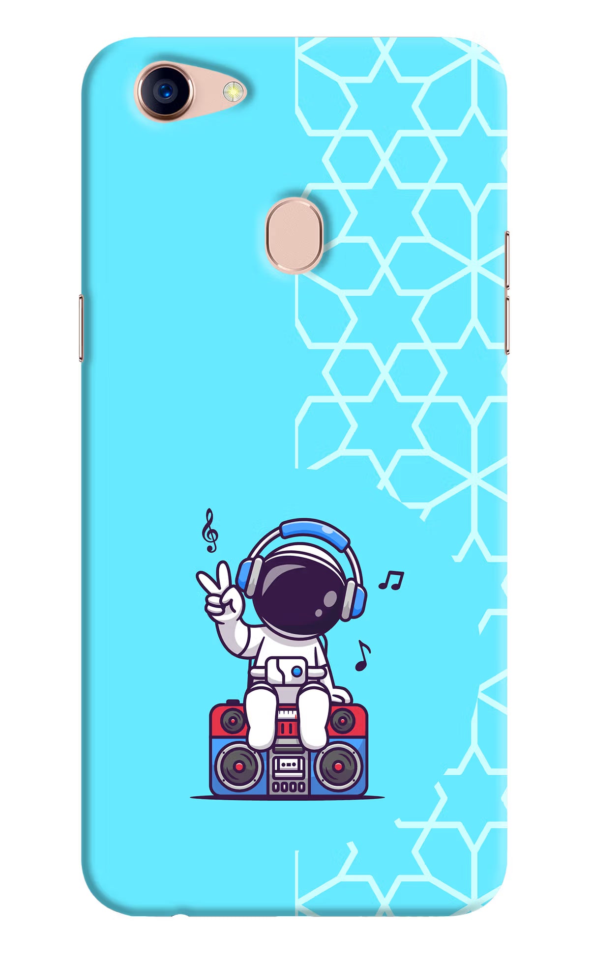 Cute Astronaut Chilling Oppo F5 Hard Case Back Cover by Casekaro