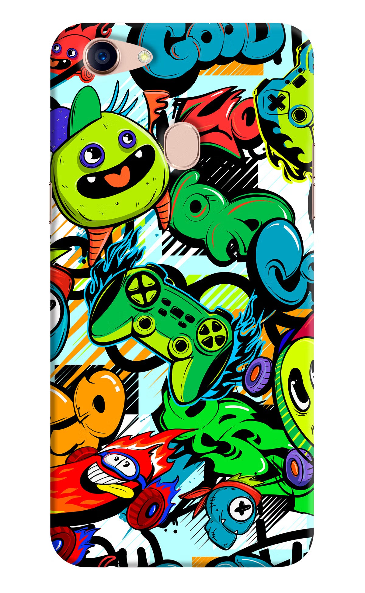 Game Doodle Oppo F5 Hard Case Back Cover by Casekaro