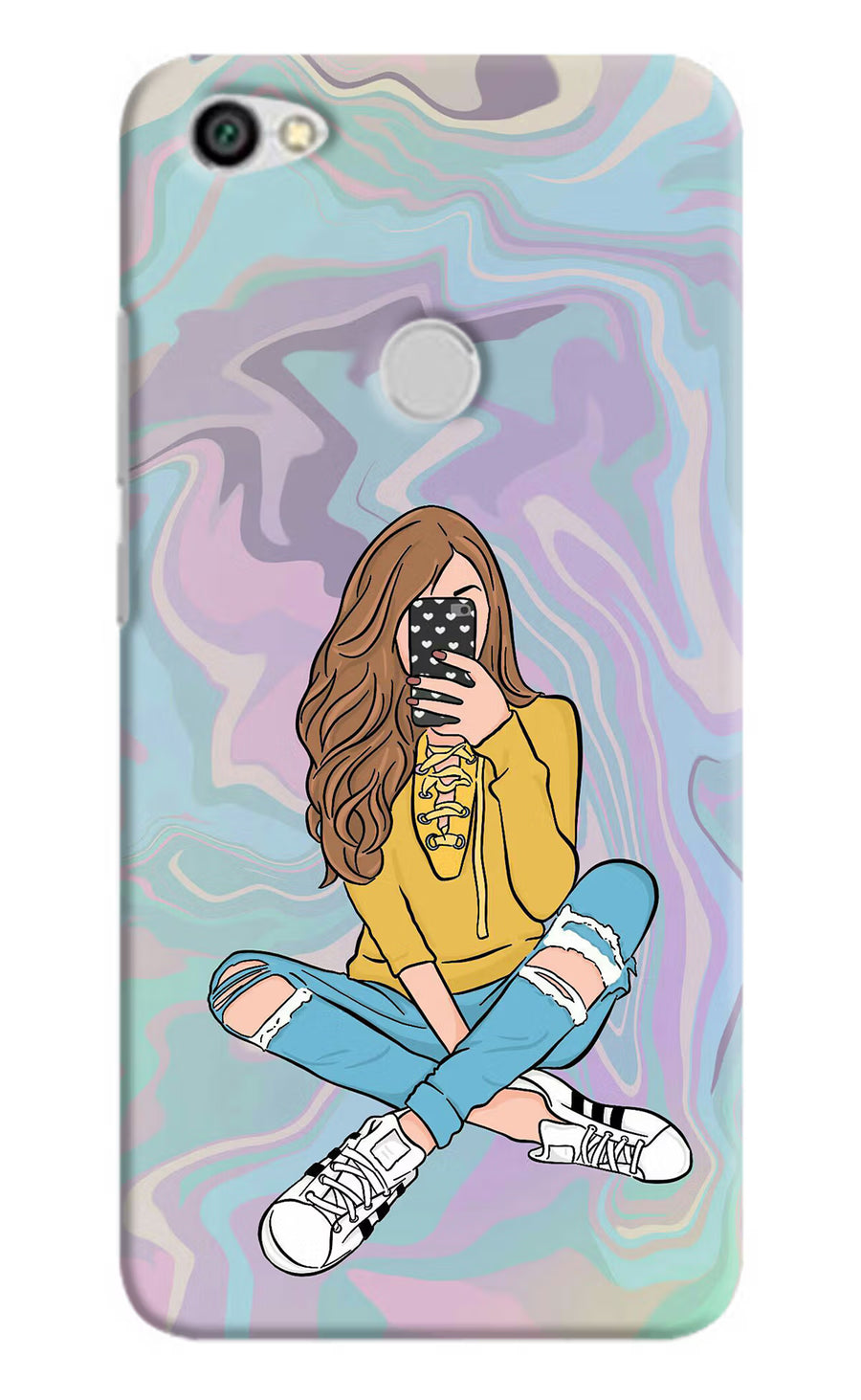 Selfie Girl Redmi Y1 Back Cover, Hard case