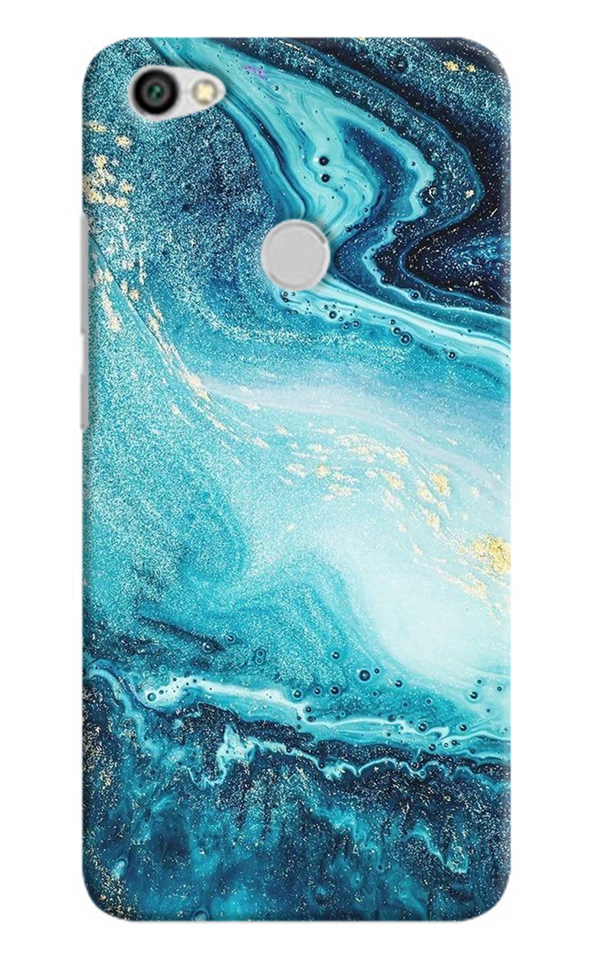 Blue Glitter Marble Redmi Y1 Hard Case Back Cover by Casekaro