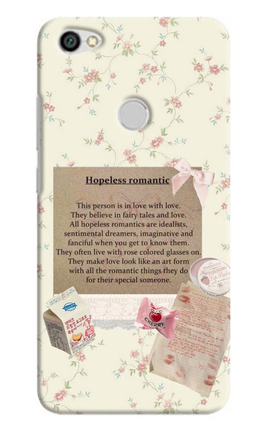 Hopeless Romantic Redmi Y1 Hard Case Back Cover by Casekaro
