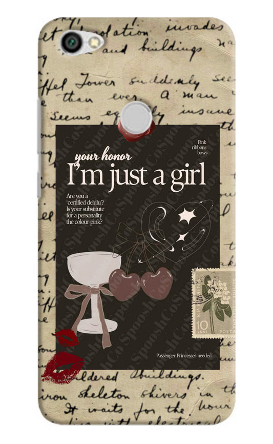 I am just a girl Redmi Y1 Hard Case Back Cover by Casekaro