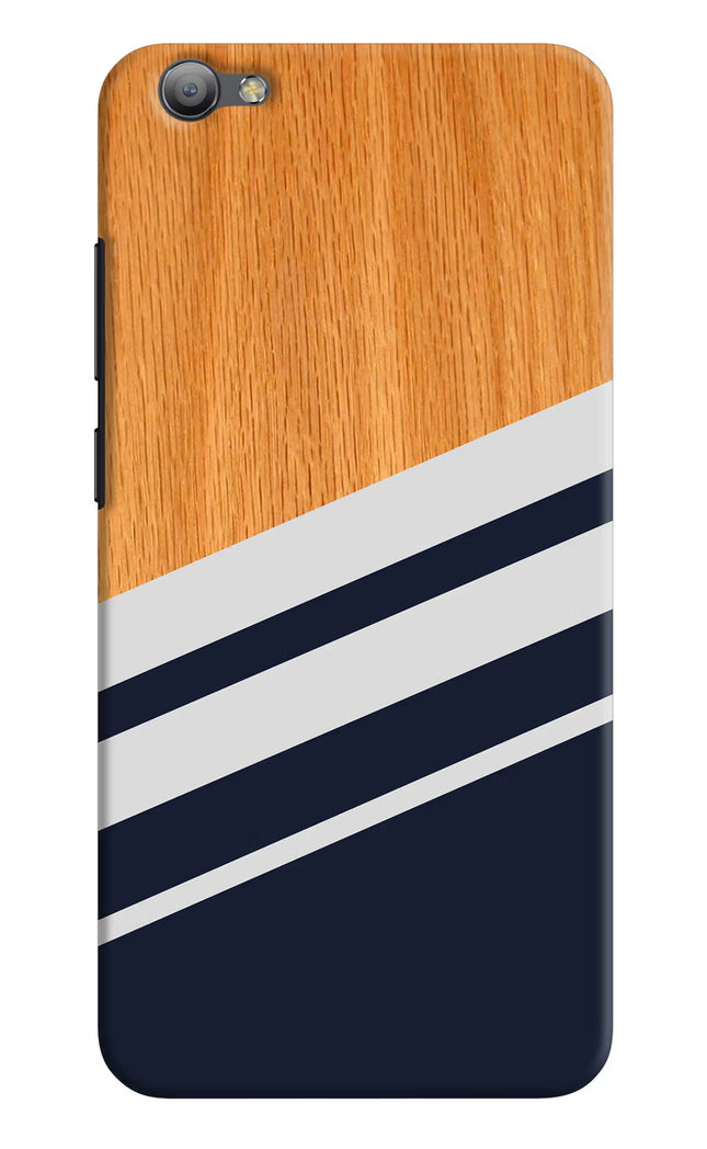 Blue and white wooden Vivo V5/V5s Hard Case Back Cover by Casekaro