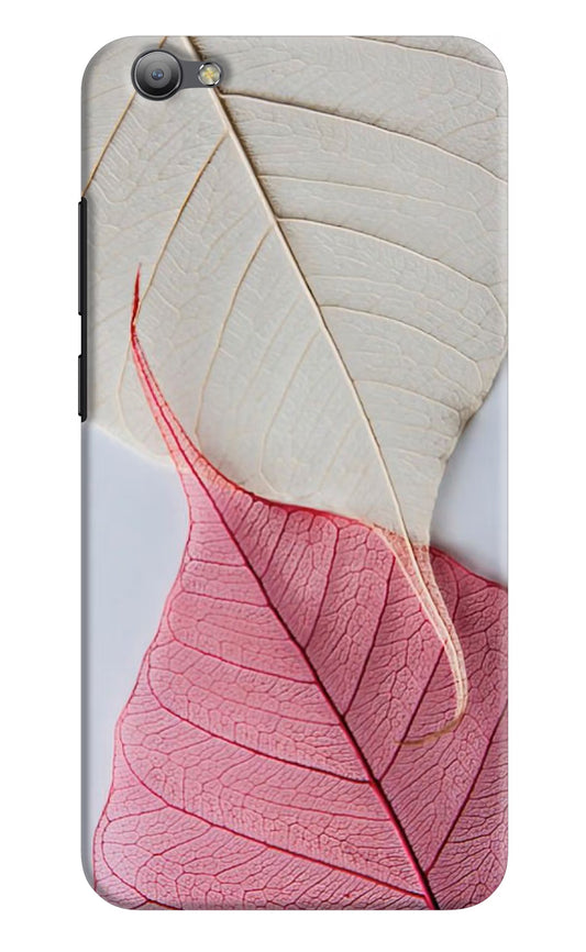White Pink Leaf Vivo V5/V5s Hard Case Back Cover by Casekaro