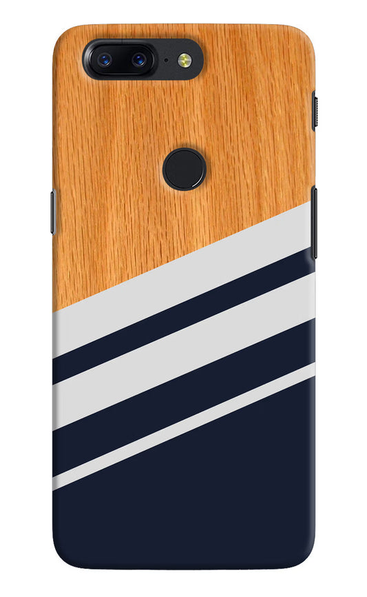 Blue and white wooden Oneplus 5T Hard Case Back Cover by Casekaro