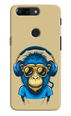 Monkey Headphone Oneplus 5T Hard Case Back Cover by Casekaro