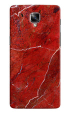 Red Marble Design Oneplus 3/3T Hard Case Back Cover by Casekaro