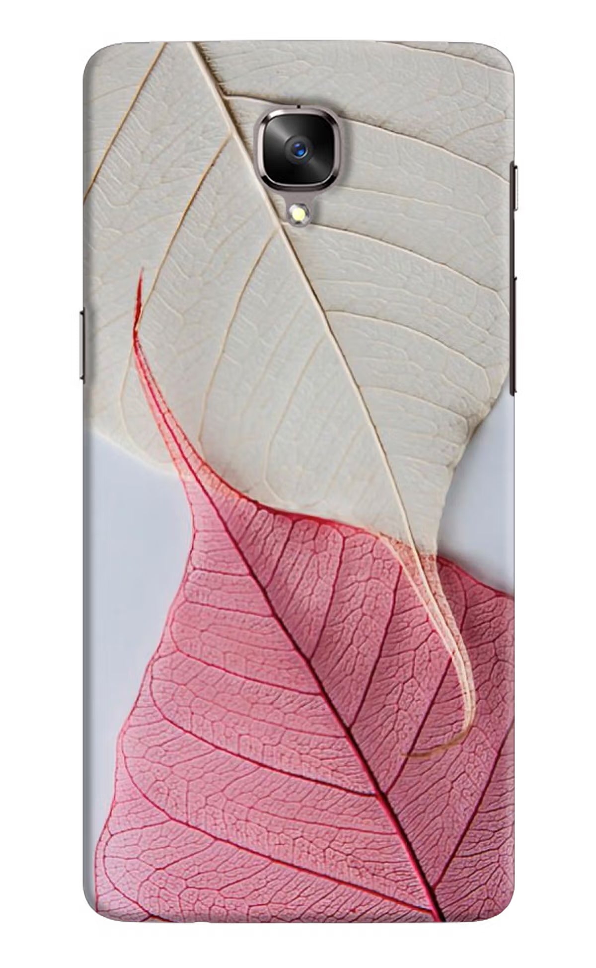 White Pink Leaf Oneplus 3/3T Hard Case Back Cover by Casekaro