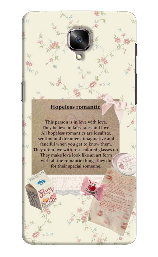 Hopeless Romantic Oneplus 3/3T Hard Case Back Cover by Casekaro