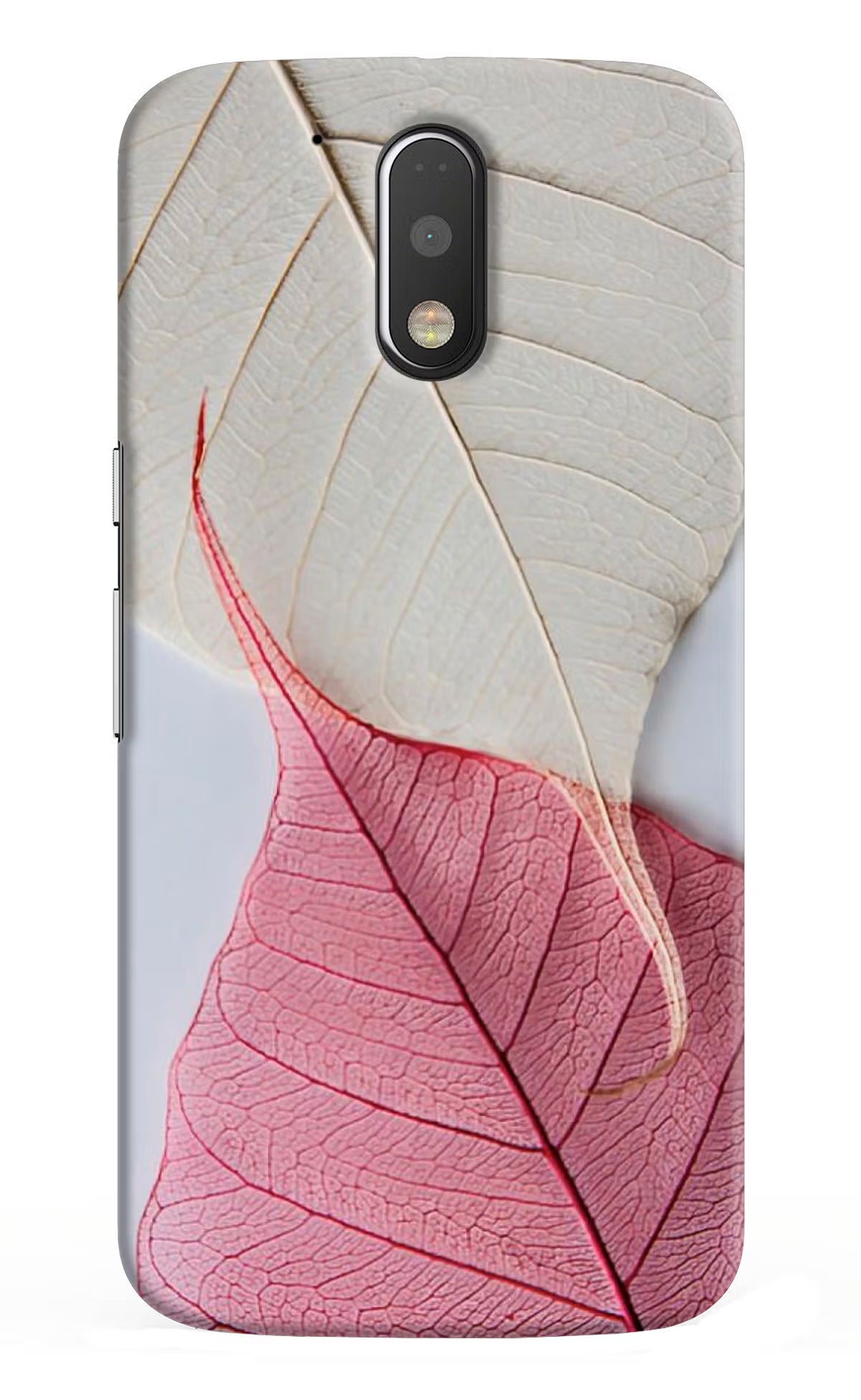White Pink Leaf Moto G4/G4 plus Hard Case Back Cover by Casekaro