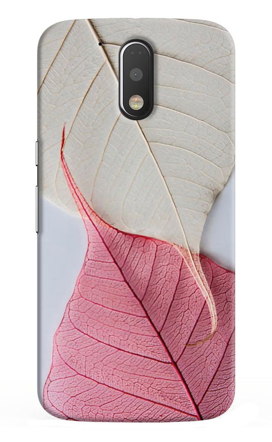 White Pink Leaf Moto G4/G4 plus Hard Case Back Cover by Casekaro