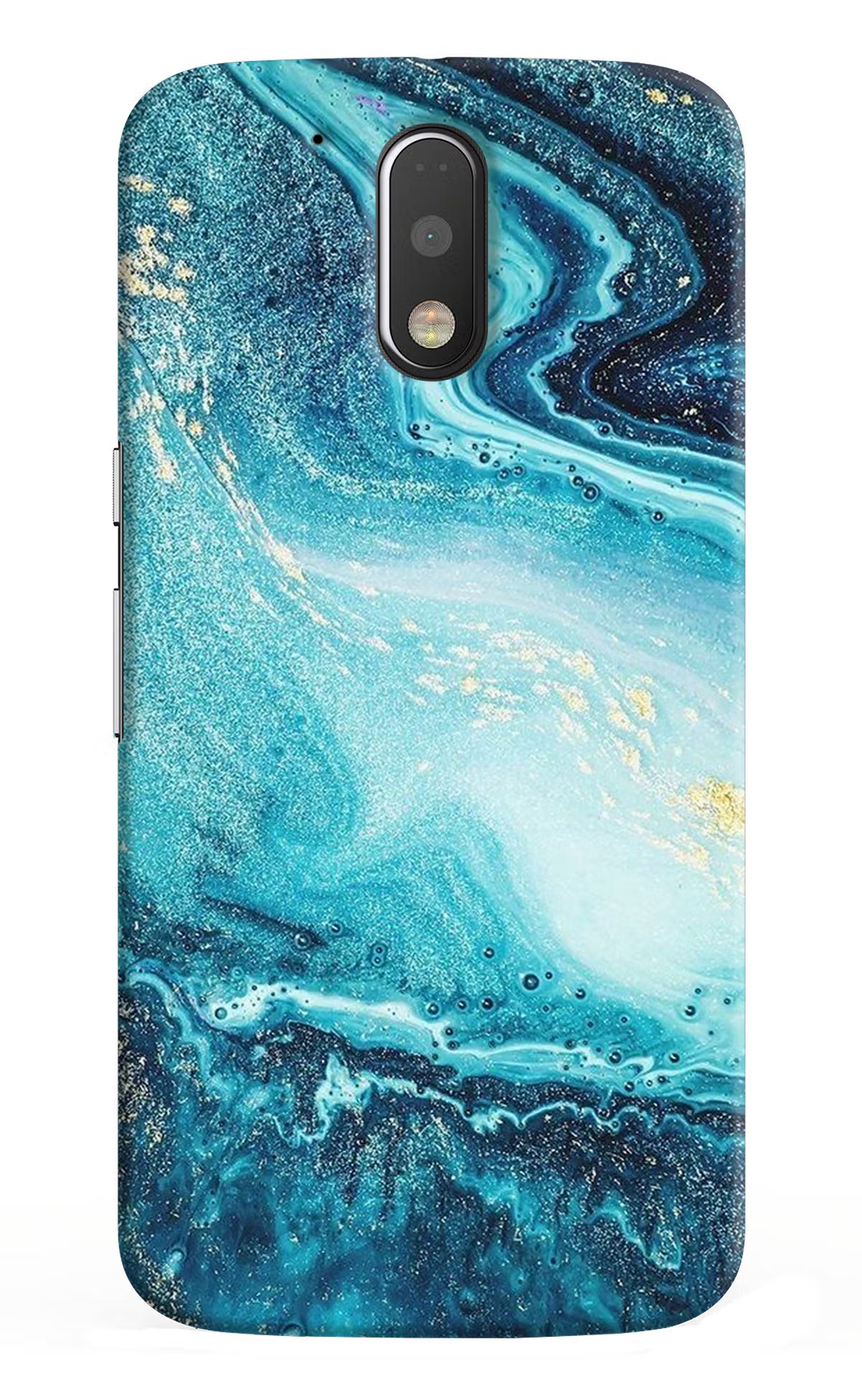 Blue Glitter Marble Moto G4/G4 plus Hard Case Back Cover by Casekaro
