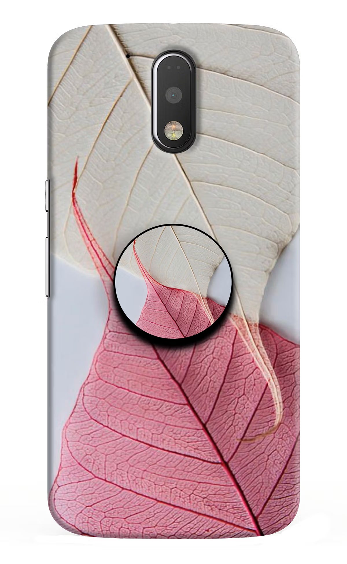 White Pink Leaf Moto G4/G4 plus Pop Case by Casekaro