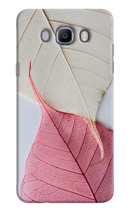 White Pink Leaf Samsung J7 2016 Hard Case Back Cover by Casekaro