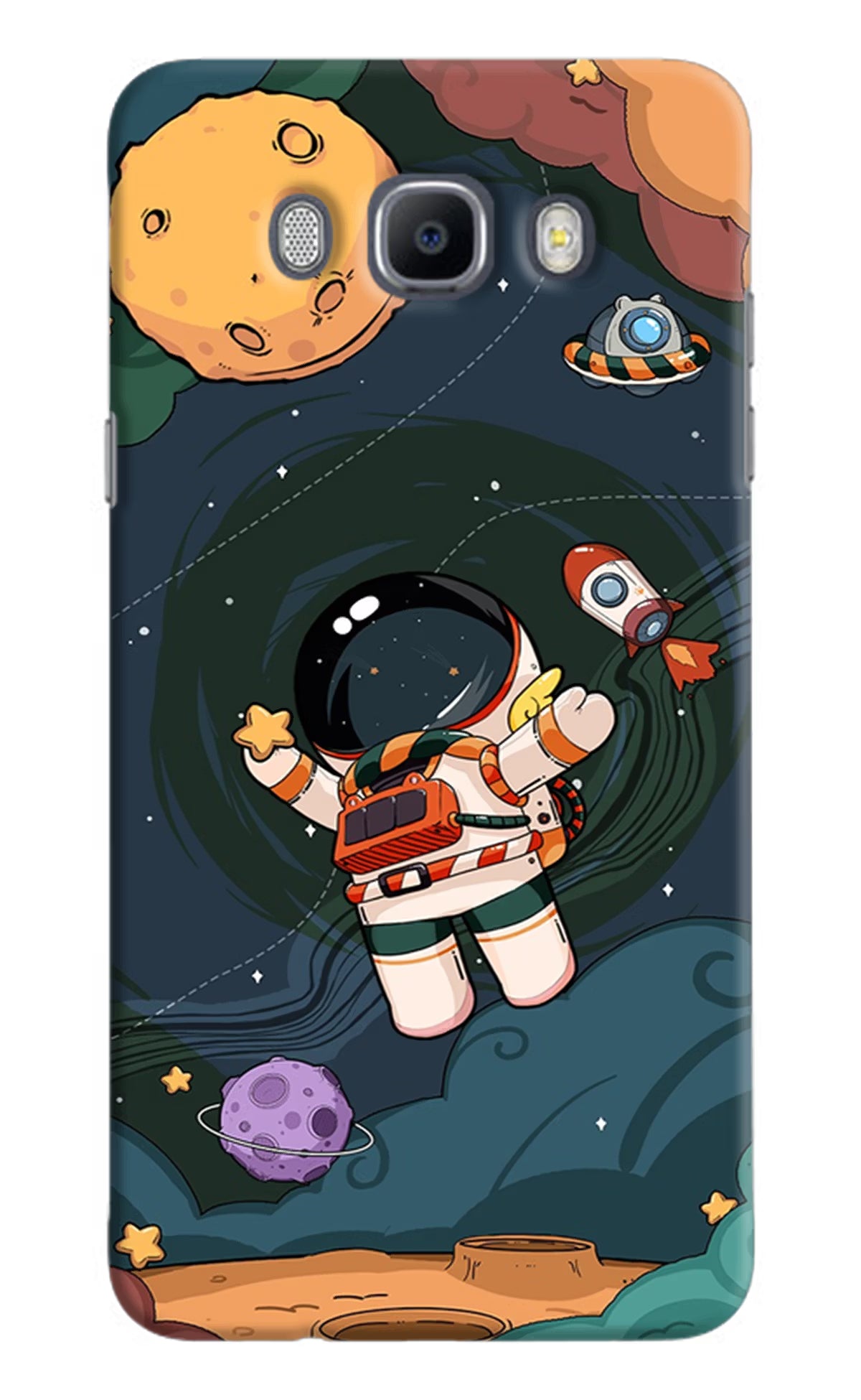 Cartoon Astronaut Samsung J7 2016 Hard Case Back Cover by Casekaro