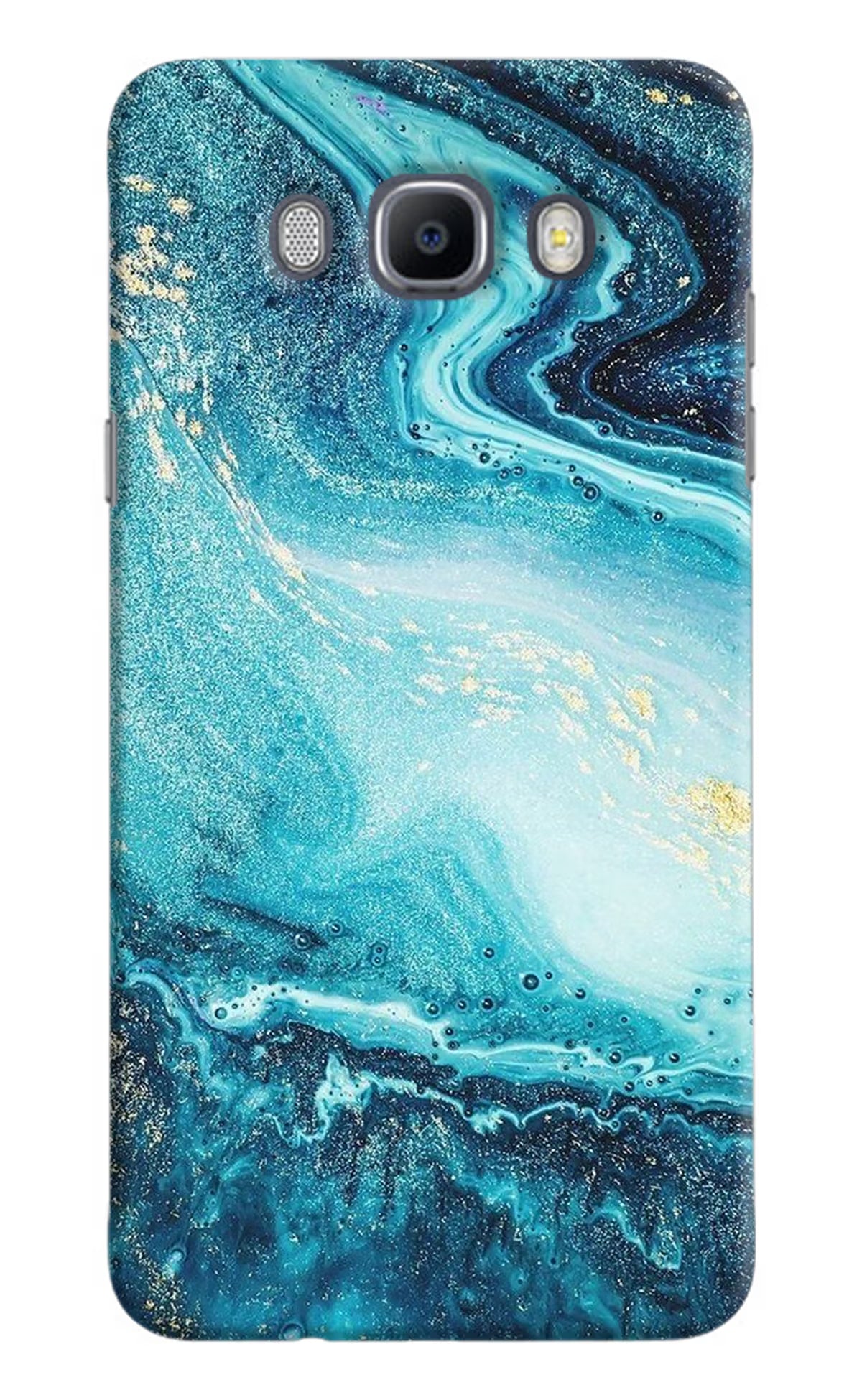 Blue Glitter Marble Samsung J7 2016 Hard Case Back Cover by Casekaro