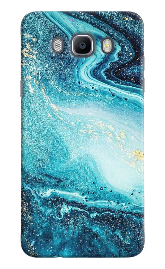 Blue Glitter Marble Samsung J7 2016 Hard Case Back Cover by Casekaro