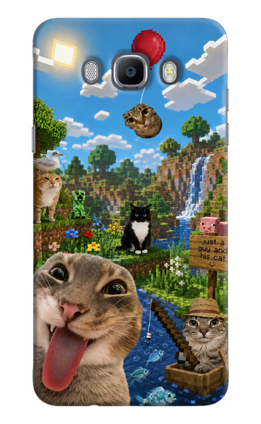 Minecraft Cat Chaos Samsung J7 2016 Hard Case Back Cover by Casekaro