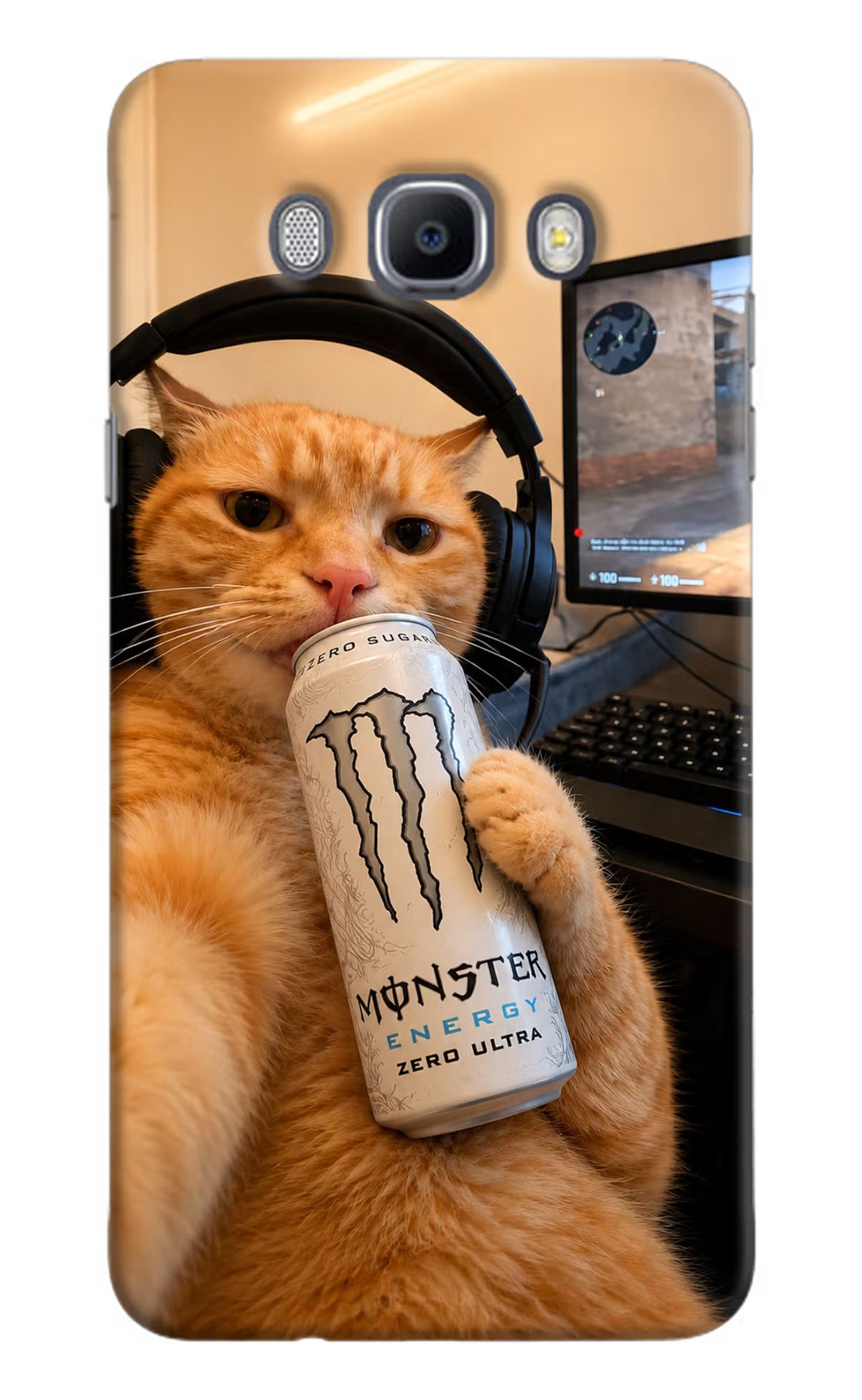Gamer Cat Energy Samsung J7 2016 Back Cover