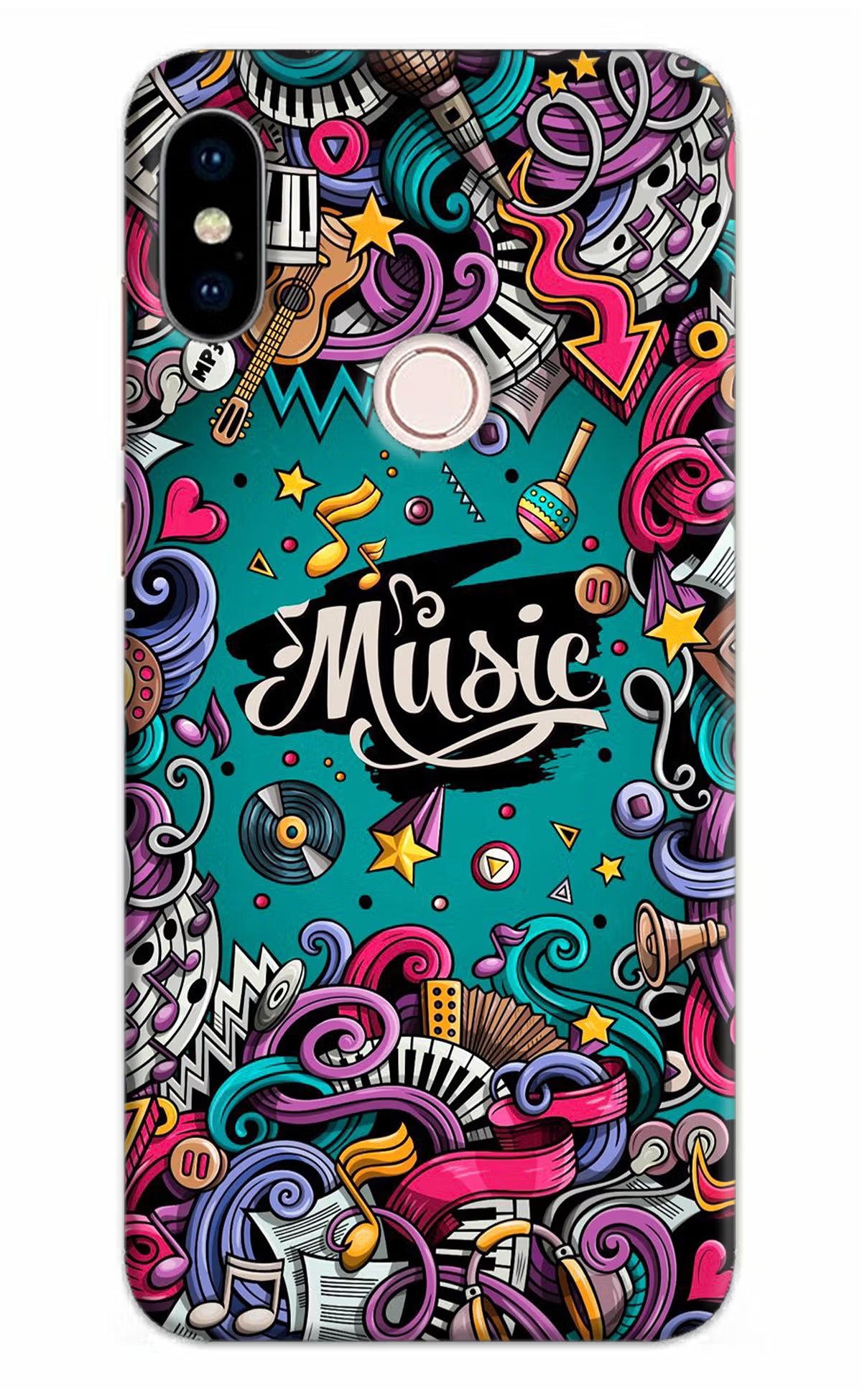 Music Graffiti Redmi Note 5 Pro Hard Case Back Cover by Casekaro