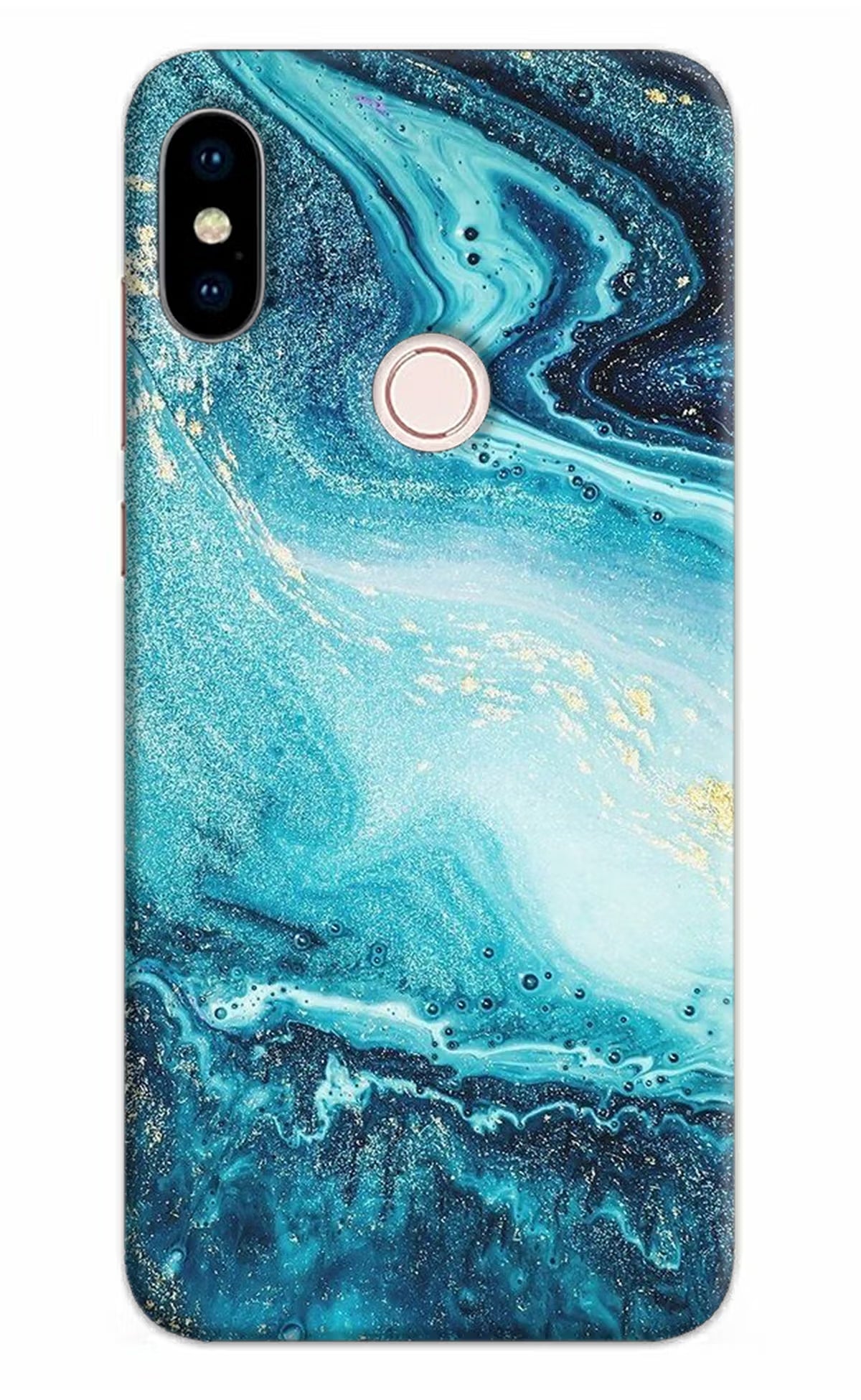 Blue Glitter Marble Redmi Note 5 Pro Hard Case Back Cover by Casekaro