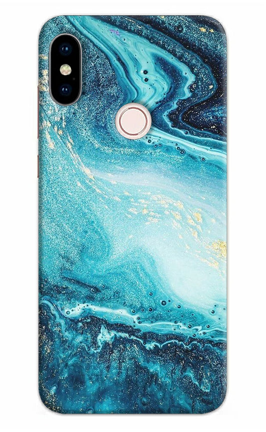 Blue Glitter Marble Redmi Note 5 Pro Hard Case Back Cover by Casekaro