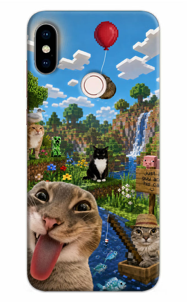 Minecraft Cat Chaos Redmi Note 5 Pro Hard Case Back Cover by Casekaro