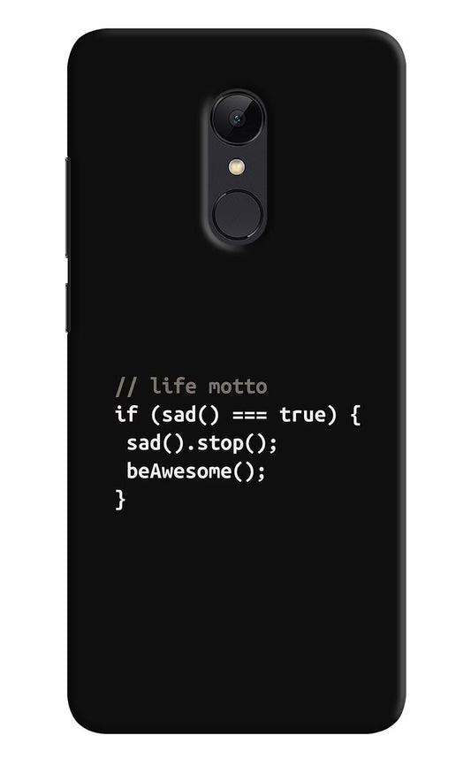 Life Motto Code Redmi Note 5 Hard Case Back Cover by Casekaro