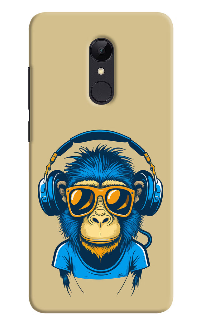 Monkey Headphone Redmi Note 5 Hard Case Back Cover by Casekaro