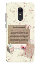 Hopeless Romantic Redmi Note 5 Hard Case Back Cover by Casekaro