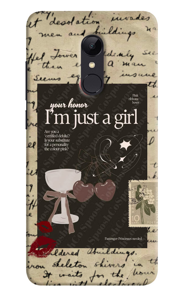 I am just a girl Redmi Note 5 Hard Case Back Cover by Casekaro