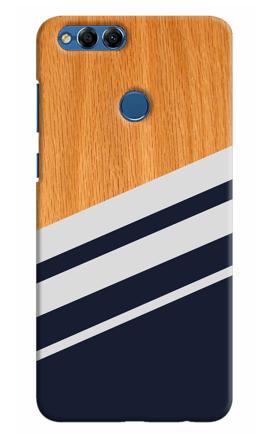 Blue and white wooden Honor 7X Hard Case Back Cover by Casekaro