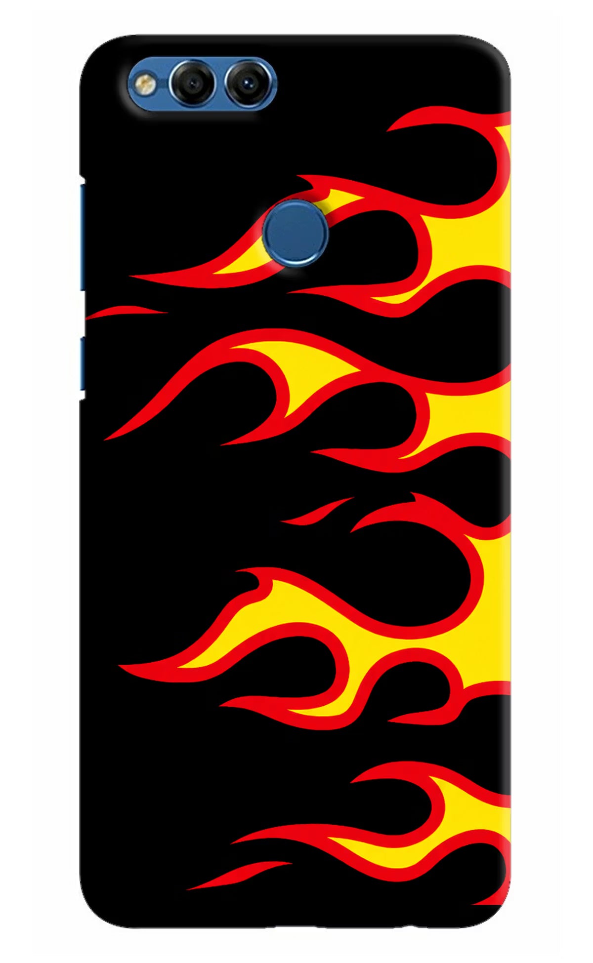 Side Sweep Flames Honor 7X Hard Case Back Cover by Casekaro
