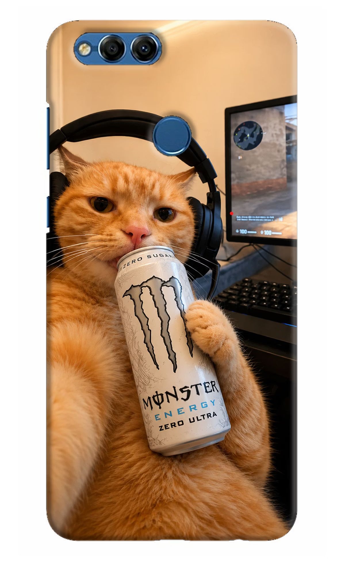 Gamer Cat Energy Honor 7X Back Cover