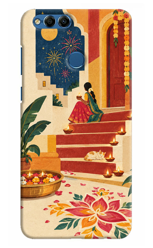 Diwali Rangoli Honor 7X Hard Case Back Cover by Casekaro