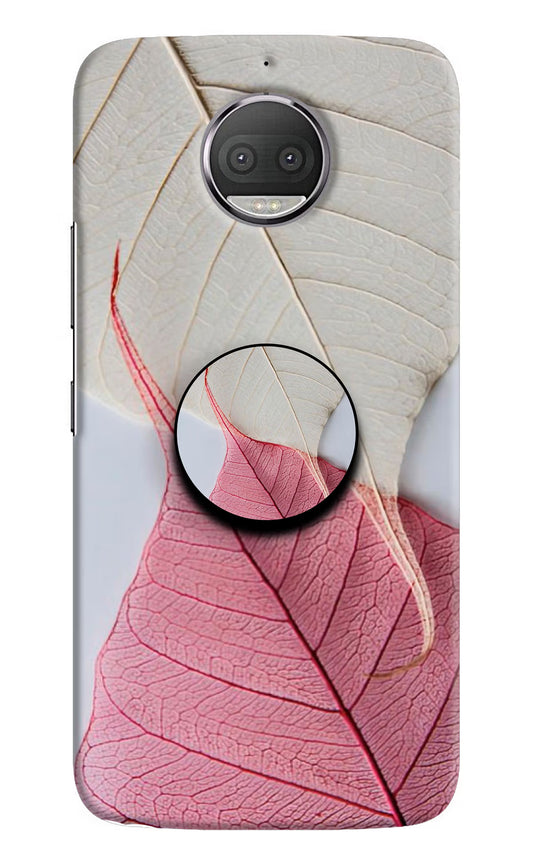 White Pink Leaf Moto G5S plus Pop Case by Casekaro