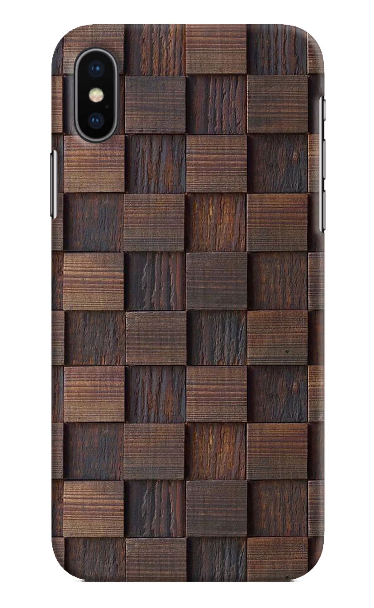 Wooden Cube Design iPhone X Hard Case Back Cover by Casekaro