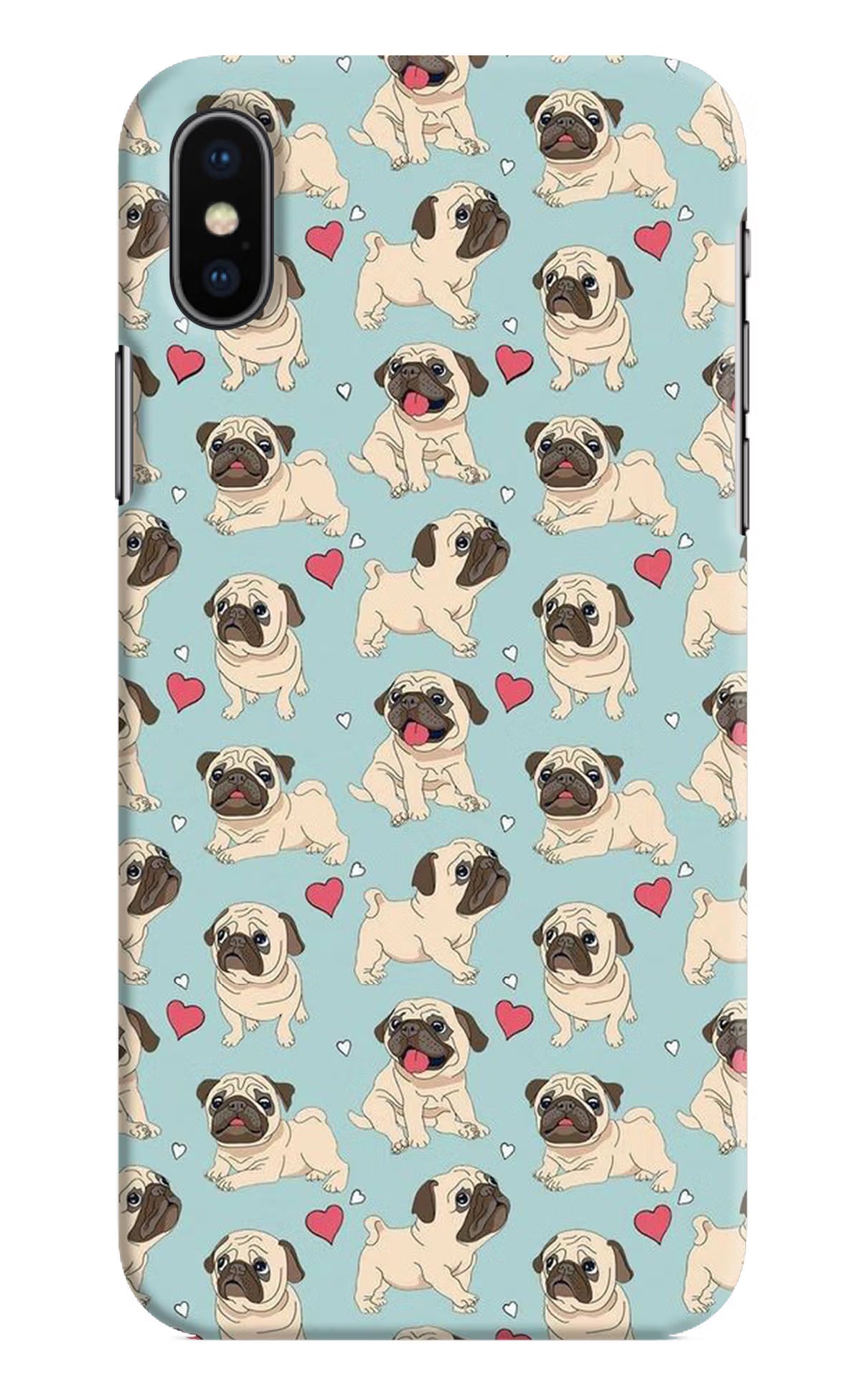 Pug Dog iPhone X Hard Case Back Cover by Casekaro