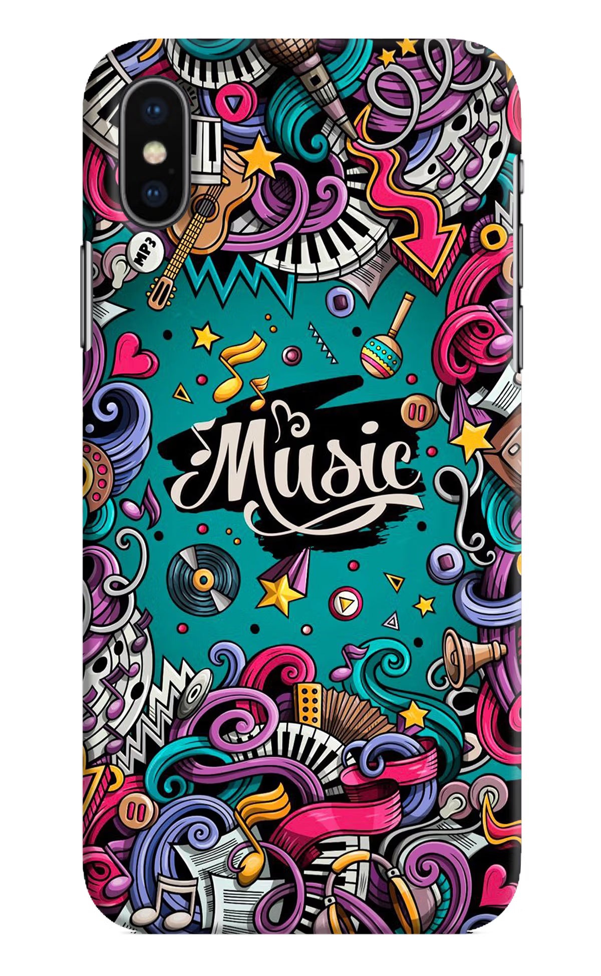 Music Graffiti iPhone X Hard Case Back Cover by Casekaro