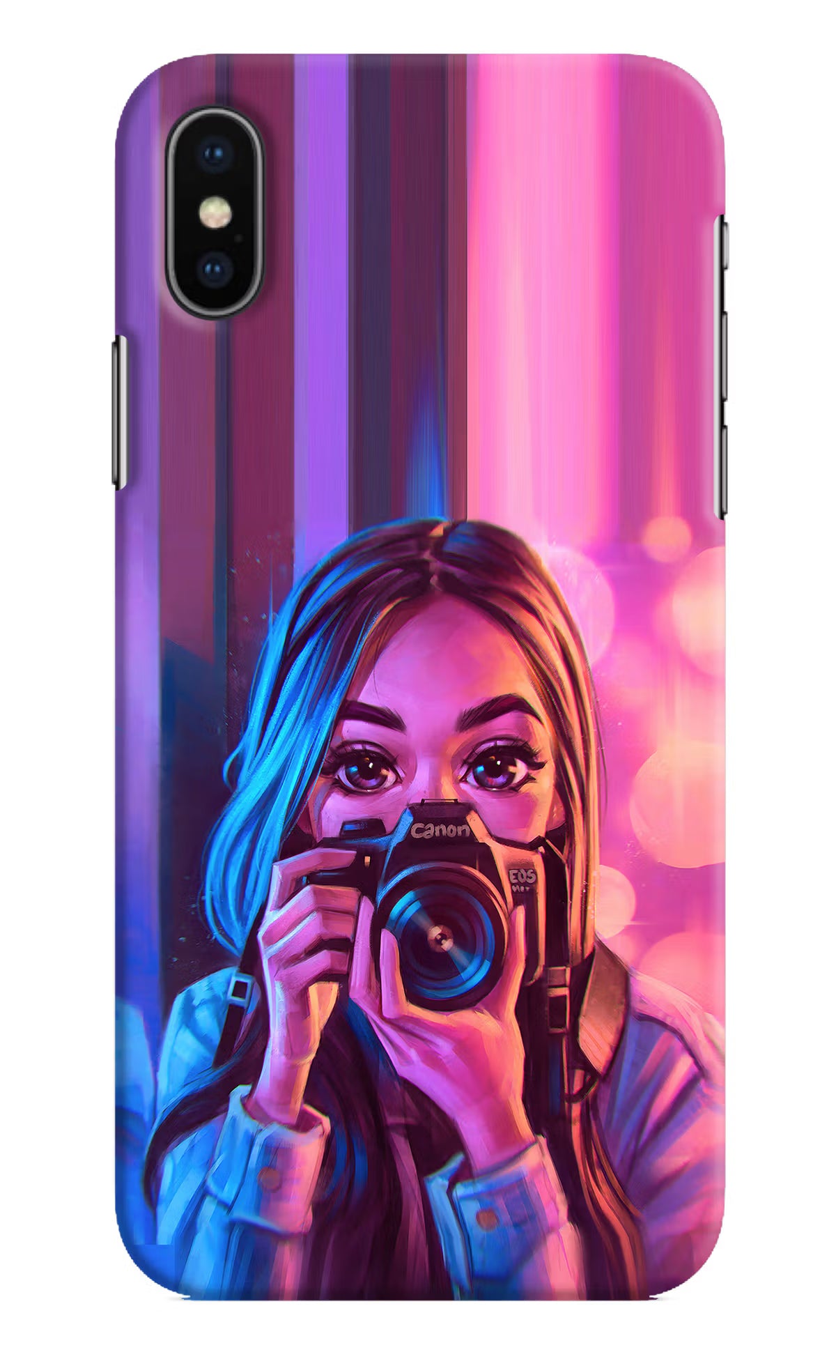Girl Photographer iPhone X Hard Case Back Cover by Casekaro