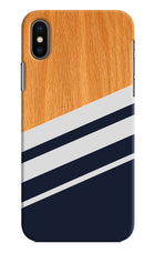 Blue and white wooden iPhone X Hard Case Back Cover by Casekaro
