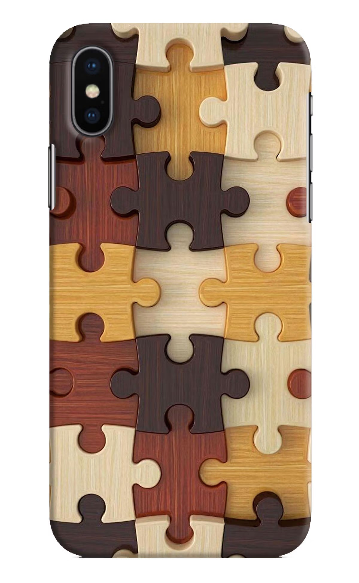 Wooden Puzzle iPhone X Hard Case Back Cover by Casekaro