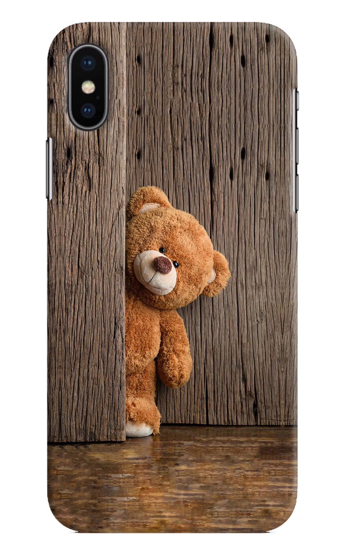 Teddy Wooden iPhone X Hard Case Back Cover by Casekaro